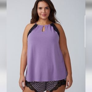 Lane Bryant tank and short pj set, size 22/24, purple black print
